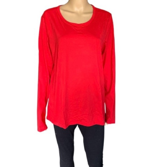 Lands' End Tops - LANDSEND Women’s Tall Cotton Blend Lightweight Long Sleeve High Scoop Neck Tee
